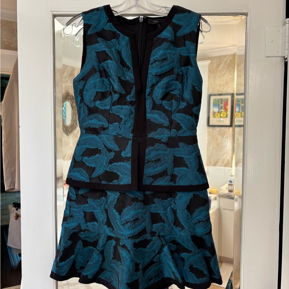 BCBG Blue Fit and Flare Mini Dress